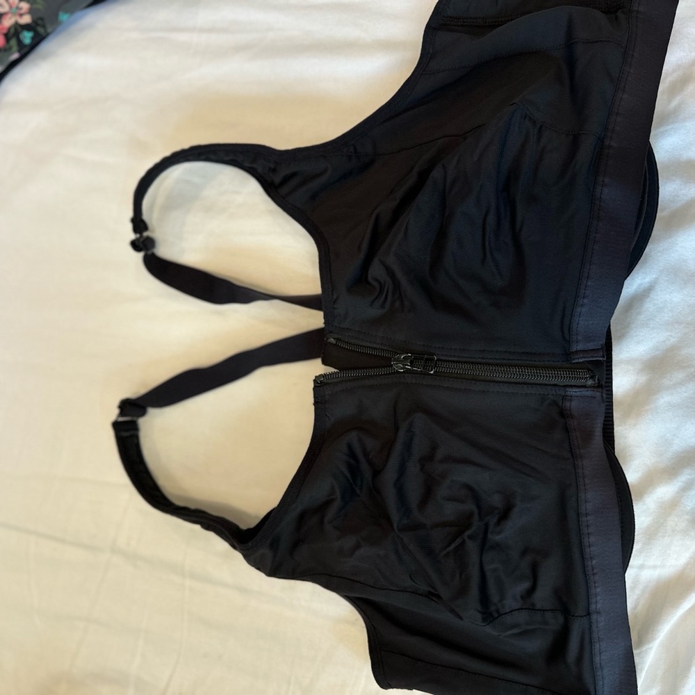 Avenue Black Sports Bra Plus Size Front Close Double Layer 48C
